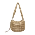 Bolso de hombro acolchado caqui en nailon brillante con correa ancha acolchada - Caqui