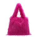 Chic fuchsia faux fur tote bag featuring a minimalist design and soft long plush texture - Rose Red