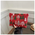 Red Christmas tree clutch bag with glitter patterns and zipper closure for cosmetics - Christmas Tree