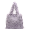 Chic faux fur tote bag in lavender purple with plush fluffy texture and dual handles - Purple