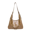 Braune PU-Leder Hobo-Schultertasche mit vintage Bronzekette und verstellbarem Tragegurt - Khaki