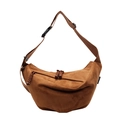Brown suede dumpling crossbody bag with adjustable strap and casual half-moon shape - Large / Brown