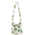 Bolso de felpa blanca con flores verdes para mujer estilo moderno de otoño invierno - Estilo Floral Verde (款三)