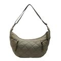 Bolso bandolera de nailon acolchado verde oliva con rombos y bolsillos delanteros - Verde