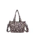 Schicke Leopardenmuster-Tragetasche mit breitem Gurt und Fronttasche in Beige und Braun - Khaki