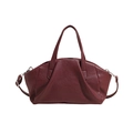 Minimalist burgundy PU leather crossbody handbag for women with pleated design and twin handles - Red
