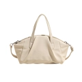 Chic cream white pleated handbag with unique curved base and adjustable shoulder strap - Off White
