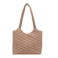 Gesteppte Tragetasche mit Herzmuster in Altrosa aus Nylon mit schmalen Schultergurten - Khaki