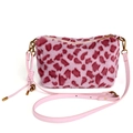 Rosa Leopard-Umhängetasche aus Kunstpelz mit goldener Kette und weicher Textur - Rosa