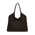 Bruine tweed shopper met lederen strikdetail en een grote capaciteit schoudertas - Bruin