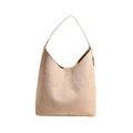 Borsa hobo beige minimalista in morbida pelle con manico superiore e design capiente - Cachi Grande