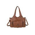 Modische dunkelbraune Handtasche aus PU-Leder mit verstellbarem Riemen und Retro-Schnalle - Braun