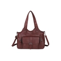 Modische tief burgunderrote PU-Lederhandtasche mit verstellbarem Crossbody-Riemen und Metallschnalle - Burgunderrot