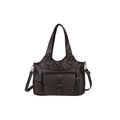 Dunkelbraune Handtasche aus PU-Leder mit verstellbarem Schultergurt und Schnallentasche - Braun