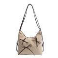 Borsa a tracolla invernale in lana beige con fiocchi marrone scuro e zip dorata - Stile Multi-trasporto