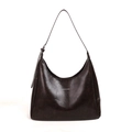 Fashionable dark brown PU leather hobo bag for women with adjustable strap - Brown