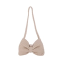Borsa a tracolla beige lavorata a mano a forma di fiocco con texture in maglia - Bianco Sporco