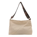 Beige corduroy shoulder bag with ethnic patterned strap and diagonal patchwork design - Off White