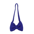 Borsa a spalla in crochet blu reale a forma di fiocco con trama in maglia a mano - Blu