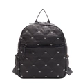 Zaino trapuntato in nylon nero con ricami a fiocco bianchi e tasche laterali - Grigio