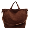 Bolso tote de cuero sintético marrón oscuro con dos asas y correa de hombro - Marrón