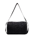 Borsa a tracolla trapuntata nera a fiori in nylon con cinturino regolabile - Nero