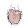 Silberner Metallic-Ita-Bag mit Herzfenster und rosa Schleifen für Puppen - Rosa