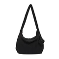 Chic black quilted cloud shoulder bag for women with matching detachable mini pouch - Black