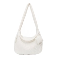 White quilted hobo shoulder bag in puffy nylon with a small detachable coin purse - White
