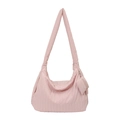 Pink quilted cloud shoulder bag with matching coin purse and soft puffy fabric texture - Pink
