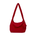 Fashion red quilted hobo shoulder bag with matching mini coin purse and wide strap - Red
