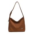 Vintage-Hobo-Tasche in Karamellbraun mit verstellbarem Schultergurt und Silberlogo - Braun