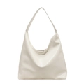 Minimalist off-white glossy PU leather hobo bag with wide shoulder strap and褶皱 detail - Off-white