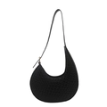 Elegante schwarze gewebte Hobo-Tasche in Halbmondform mit verstellbarem Riemen - Schwarz