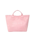 Minimalist pink DuPont paper tote bag with white printed letters and comfortable handles - Pink