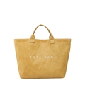 Minimalist bright yellow tote bag with white TOTE BAG text print in textured material - Yellow