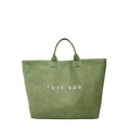 Minimalist green tote bag with white lettering and durable textured eco-fiber finish - Green