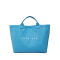 Blue minimalist tote bag with wrinkled texture and white TOTE BAG letter print - Blue