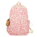 Roze en muntgroene rugzak met luipaardprint en een schattige pluche koekjes hanger - Roze