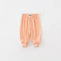 Korallenrote gestreifte Kinderhose mit Bären-Label-Bund und weichen gerippten Bündchen - 80 / Rosa