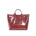 Waterproof retro burgundy tote bag with crinkled paper texture and transparent finish - Red