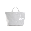 Glossy white waterproof DuPont paper tote bag with TOTE BAG embossing - White