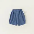 Boys' deep blue relaxed-fit cotton denim shorts with elastic waist and geometric stitching - Light Blue / 80