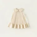 Sweet beige sleeveless mesh princess dress for girls with Peter Pan collar and tutu skirt - 80 / Pre-sale White