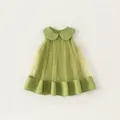 Sweet mint green sleeveless tulle princess dress with Peter Pan collar for girls - 80 / Pre-sale Green