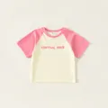 T-shirt enfant à manches raglan rose et crème avec impression de lettres en relief - 80 / Rose