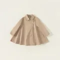 Khaki Mädchen Trenchcoat in A-Linie mit Knopfleiste und klassischem Reverskragen - 80 / Khaki