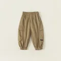 Kids khaki cargo joggers with elastic waist and large side pockets for boys and girls - 80 / Khaki