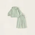 Mint green children's hooded cotton tracksuit set with zip jacket and joggers - 80 / Two-Piece Set / Green