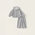 Classic grey cotton toddler tracksuit featuring a zip-up hoodie and matching joggers set - Grey Cardigan Suit / 80